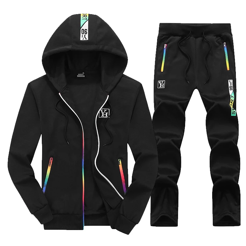 

2018 new Long Sleeve Hooded Jacket men and Pants Blue Black Gray Stylish Casual Movement Exercise men jacket Coat mens