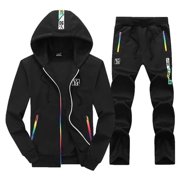 

2018 new Long Sleeve Hooded Jacket men and Pants Blue Black Gray Stylish Casual Movement Exercise men jacket Coat mens