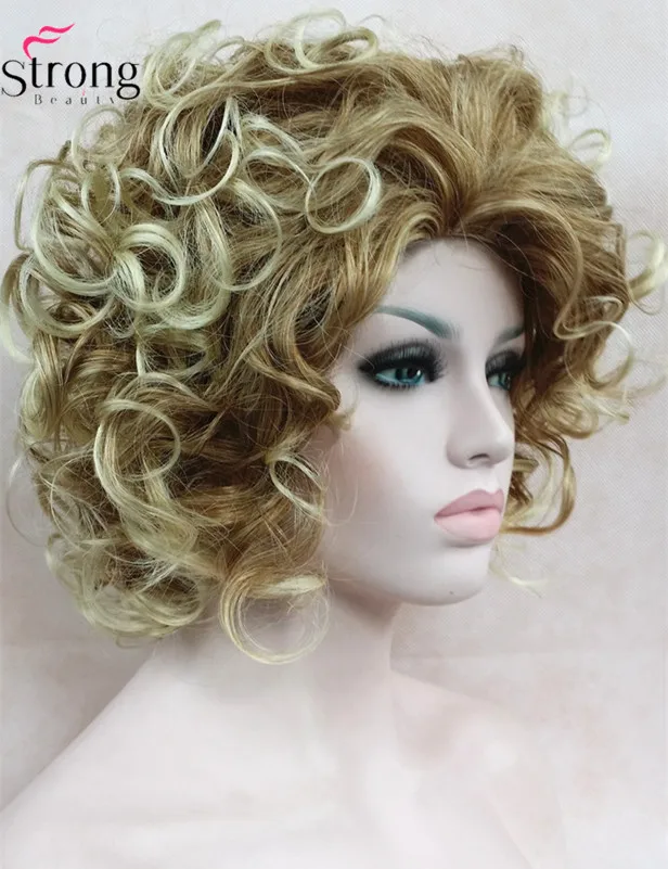 StrongBeauty короткий стиль кудрявый монолитный парик коричневый с светлыми бликами синтетические волосы парики для женщин выбор цвета