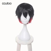 Ccutoo Для мужчин с коротким 1" черный, красный микс короткие Многослойные синтетические волосы Nanbaka Detentionhouse Jyugo № 15 Косплэй полные парики