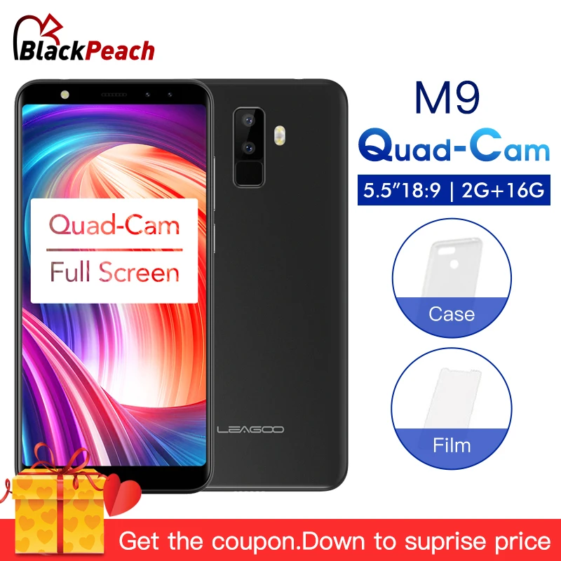 LEAGOO M9 5 &quot18:9 полный Экран мобильный телефон Android 7 0 MT6580A 4 ядра 2 GB + 16 четыре камеры