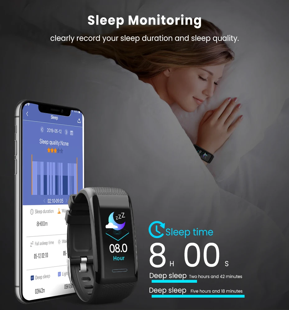 Men Women 1.14 IPS OLED Color Smart Wristbands Pedometer Sports Fitness Bracelet Blood Pressure Heart Rate Monitor Android IOS 8