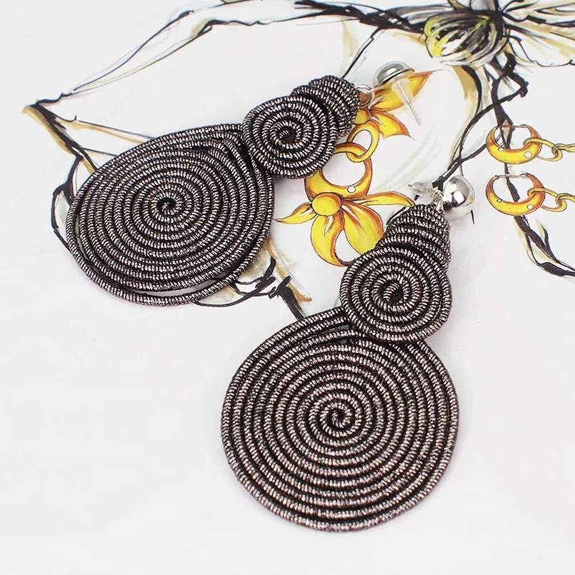 MANILAI Bohemian Alloy Spiral Round Statement Earrings Women Vintage Metal Drop Dangle Earrings Fashion Jewelry Wholesale 2020