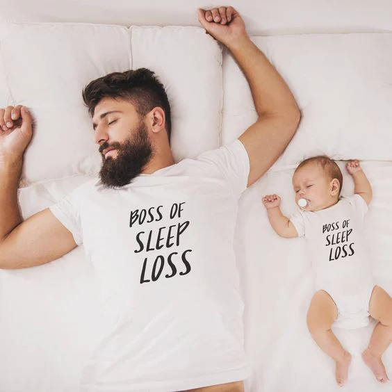 

Boss of Sleep Loss Matching Parent and Baby Shirt Family Matching Outfits Dad and Me Clothes Daddy Kids Baby Look Outfits