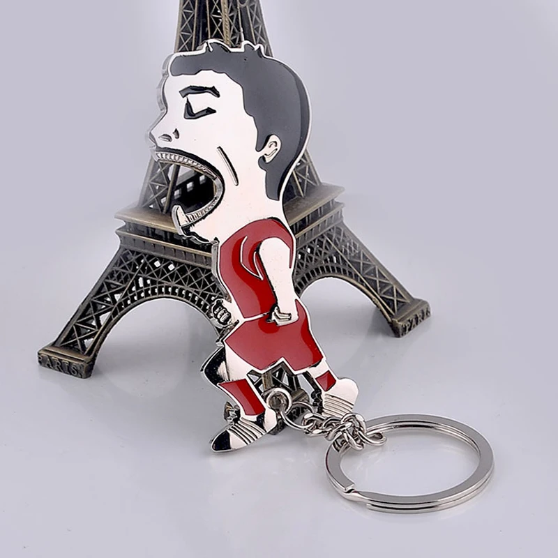 

Environmental Zinc Alloy Cartoon Barcelona Star Luis Alberto Suarez Beer Bottle Opener Keychain Sue God Bite Teeth Bottle Opener