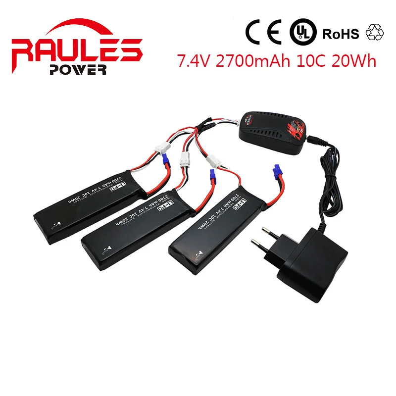 

3 x 7.4V 10C 2700mAh Battery & Charger Set For Hubsan H501S X4 RC Quadcopter free shipping