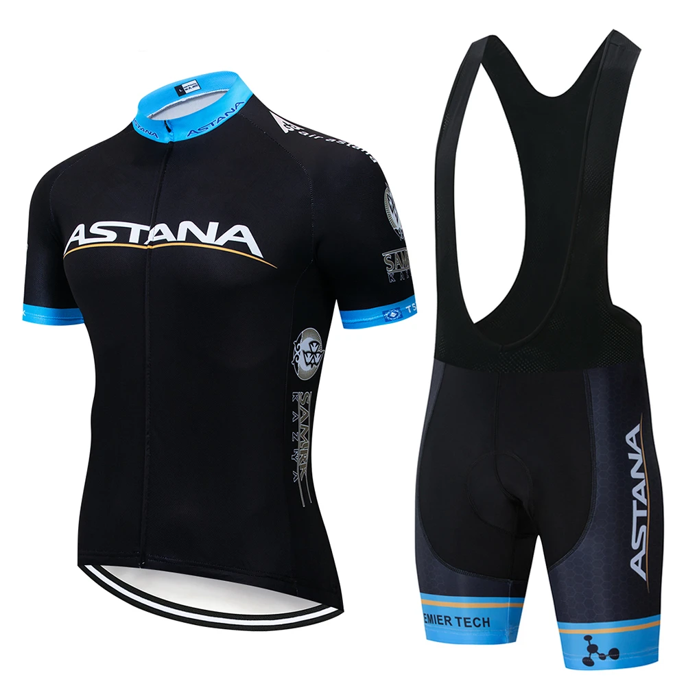 

New 2019 Black ASTANA Team pro cycling jersey 20D gel Pad bike shorts set men Ropa Ciclismo bicycling Maillot Culotte clothing