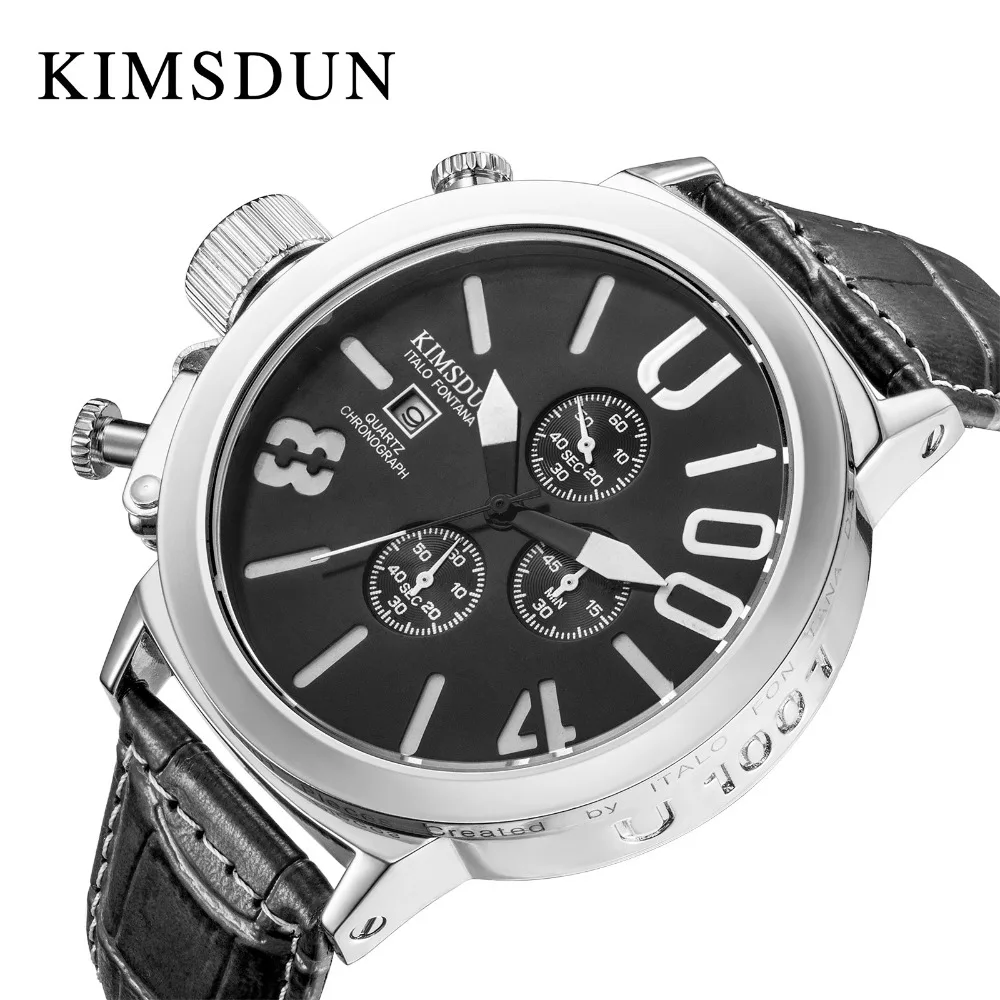 

KIMSDUN brand big watch men's trend luxury casual quartz Chronograph watch silicone strap gift military Relogio Montre Wrist