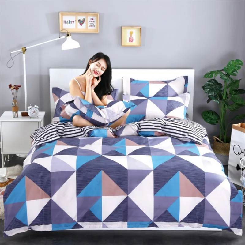 

Modern geometric Plaid Stripes Duvet Cover Cotton Quilt Comforter Cover with Zipper Twin Full Queen King Bedspreads BT-06