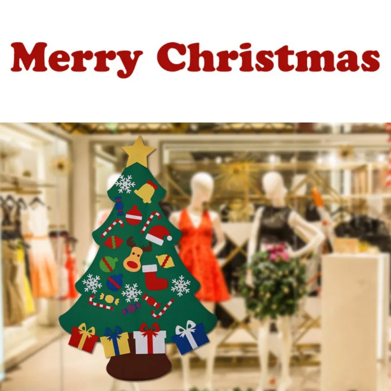 Забавный Войлок набор рождественской елки с 26 съемными орнаментами рождественские ручной работы украшения для рождественской вечеринки