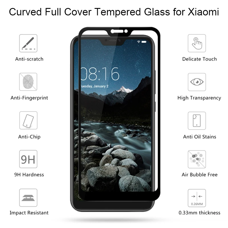 mobile phone screen protector 3 Pcs Tempered Glass for Xiaomi Mi 8 SE A2 Lite A1 Poco X3 NFC M3 F2 Pro Screen Protector for Xiaomi Mi 10T Pro 10 Lite 9 SE 9T mobile phone screen protector