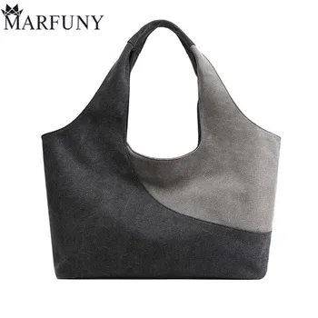 

MARFUNY New Canvas Large Capacity Solid Color Simple Casual Women Shoulder Bag Popular Versatile Tote Multicolor Woman Handbag