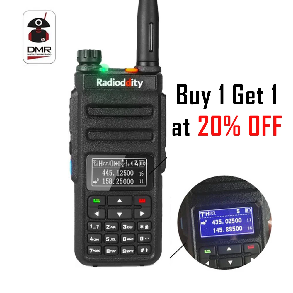 Radioddity GD-77BB New Screen Dual Band Dual Time Slot DMR Ham Two way Radio Digital Radios Inverted Display Walkie Talkie Radioddity GD-77BB New Screen Dual Band Dual Time Slot DMR Ham Two way Radio Digital Radios Inverted Display Walkie Talkie