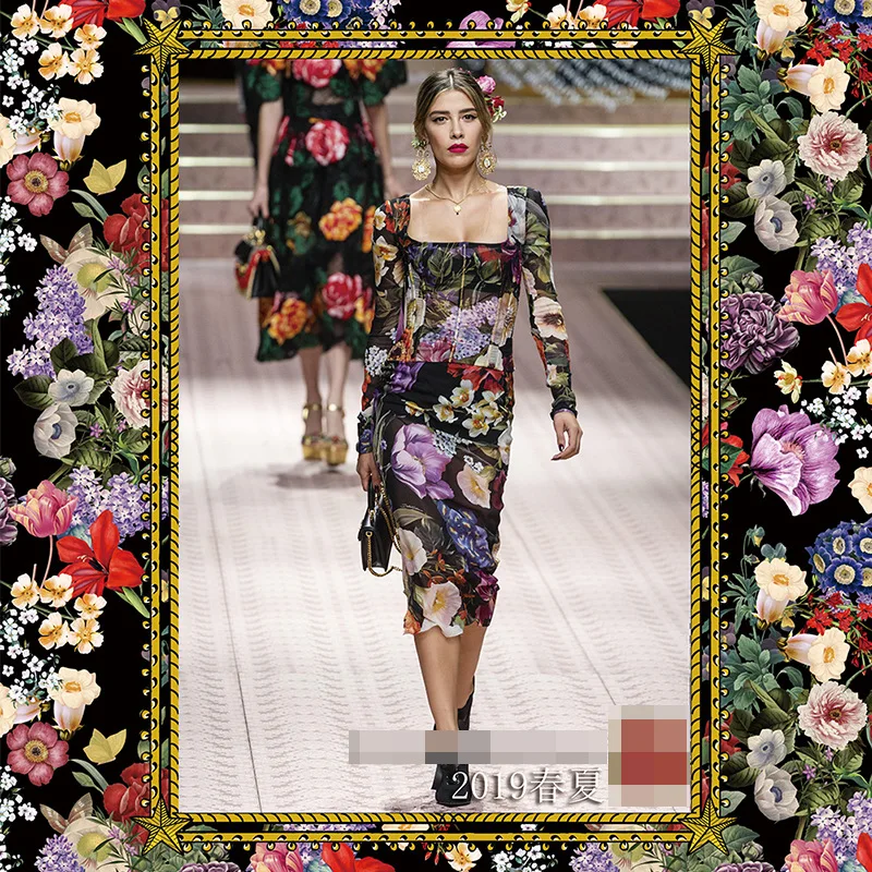 

2019 new fashion printed fabric skirt shirt handmade DIY fabric for dress good polyester fabric 145cm wide wholesale