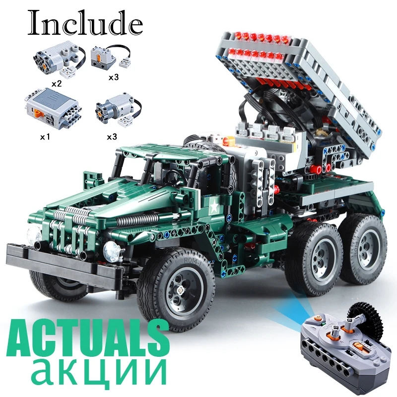 

Remote Control Rocket Launcher Truck 2 in 1 Military Weapon 1369pcs Power Funcation Building Blocks Bricks DIY Toys