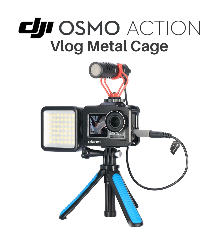 Ulanzi OA-1 Vlogging металлический чехол для Dji Osmo Action Vlog чехол с холодным башмаком для микрофона светодиодный светильник