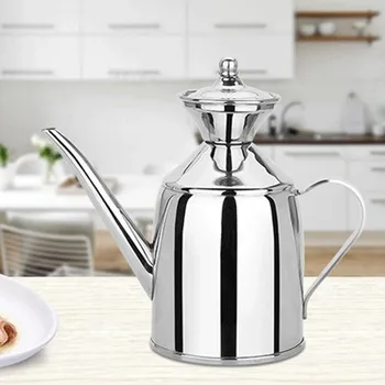 

Bottom Non-slip Oil Can Stainless Steel Durable Oil Pot Cruet Kitchen Dustproof Leakproof Oil Bottle Kitchen spice tool