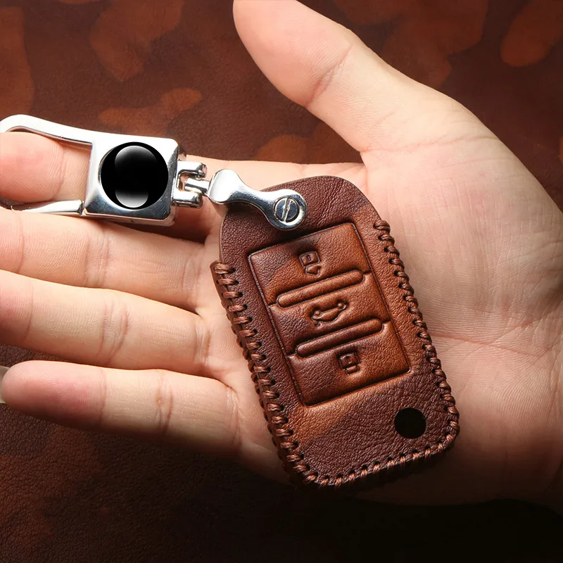 

Genuine Leather car key cover case for Roewe RX5 2017 year for MG ZS 3button key case cover car styling Retro 2019 New