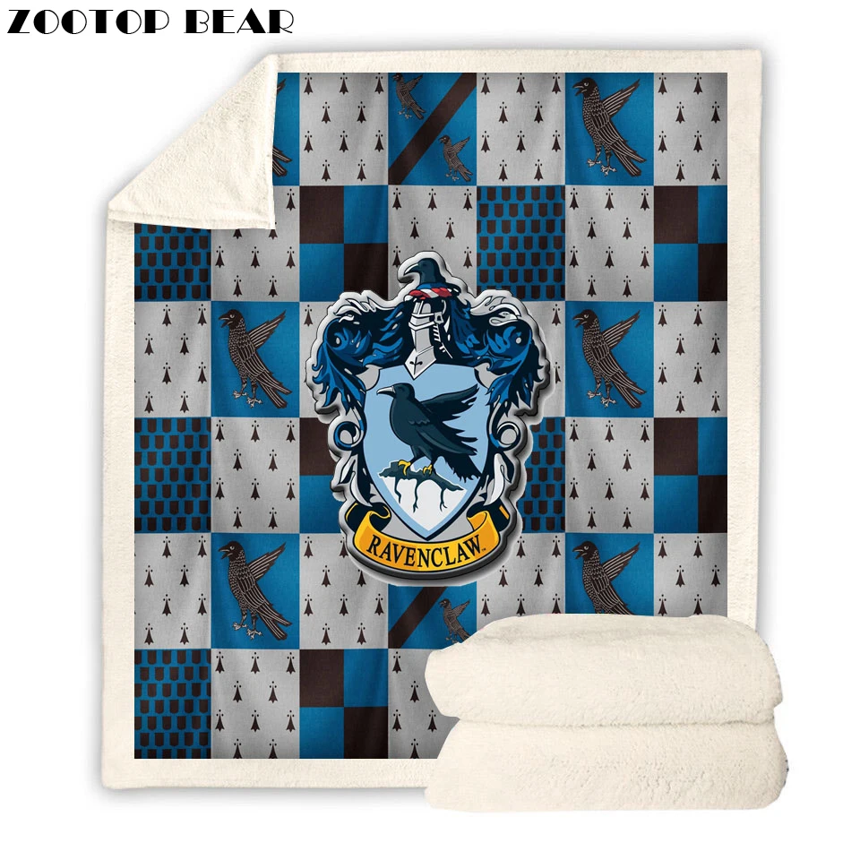 

2019 New Harry Potter Ravenclaw Plush Throw Blanket Adults Microfiber Sherpa Fleece Kids Bedspread Throw Blanket for Sofa Picnic