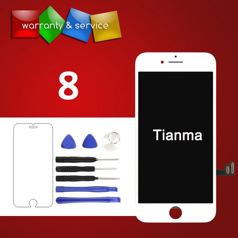 1pcs highscreen tianma quality lcd for iPhone 8 LCD Touch Screen Digitizer Assembly display replacement parts black and white | Мобильные