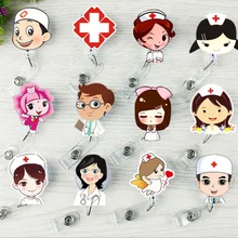 Мультяшная Выдвижная Тяговая катушка для бейджа, ID талреп, имя, бирка, держатель для карты, катушки, принадлежности для доктора медсестры, значок медсестры, держатель