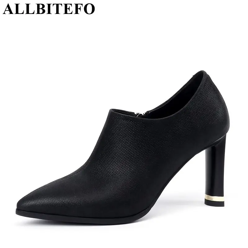 

ALLBITEFO brand genuine leather super high heels fashion dress sexy women heels spring autumn heels shoes zapatos mujer tacon