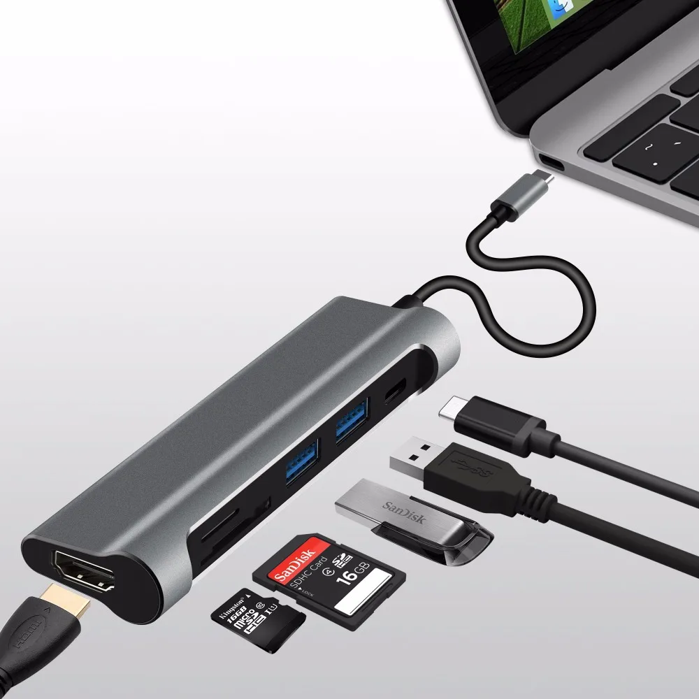 USB HUB Type C к 3 0 HDMI кардридер PD Зарядка для MacBook Samsung Galaxy S9/S8 Huawei P20 Pro|USB-хабы| |