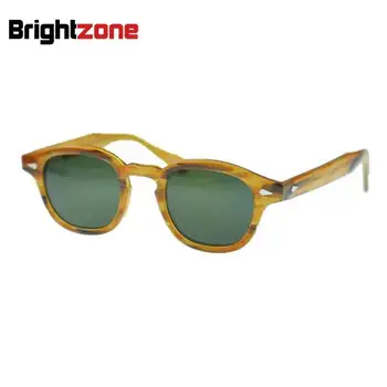 

Free shipping 2016 new arrivel Retro Vintage Johnny sunglasses Blonde frame with Green Polarized lens for man for women Unisex