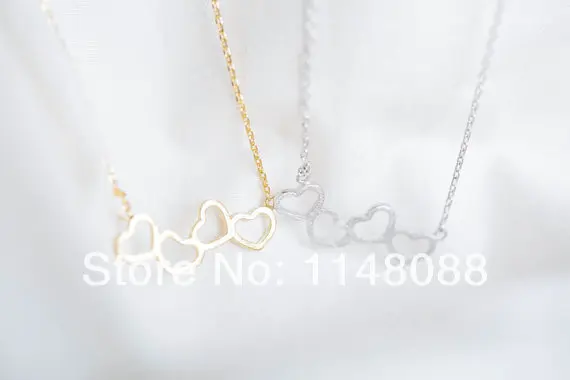 

New fashion Gold silver unique design perfect combination four hearts pendant necklace Jewelry valentines gift