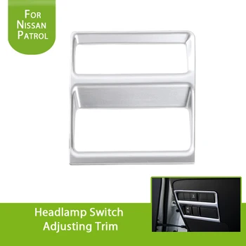 

1PCS Car Silver Headlamp Headlight Switch Adjusting Trim Frame Molding Cover for Nissan Patrol Y62 ( 2017 )