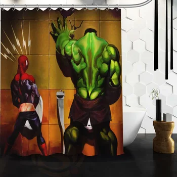 

Custom Unique Design Cartoon Superhero Hulk Waterproof Fabric Shower Curtain, 66x72 60x72 48x72 inch