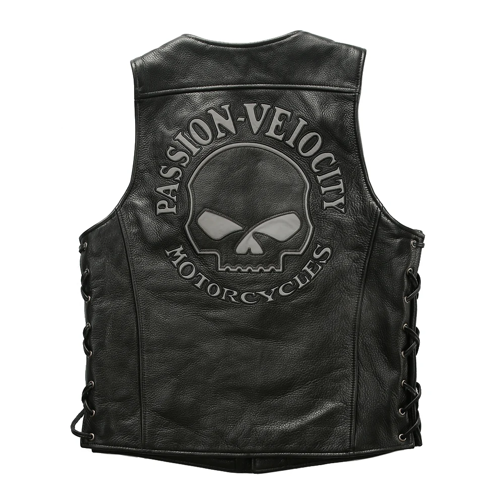 Promotion 8005 Read Description!Asian size super quality Cow leather vintage waistcoat men's cowhide leather stylish light reflecting vest