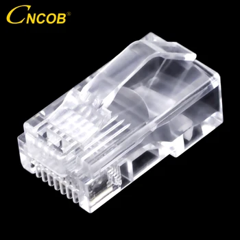 

cncob curved shrapnel network connector cat5e computer cable connector plug rj45 8p8c crimp crystal head copper chip 30pcs