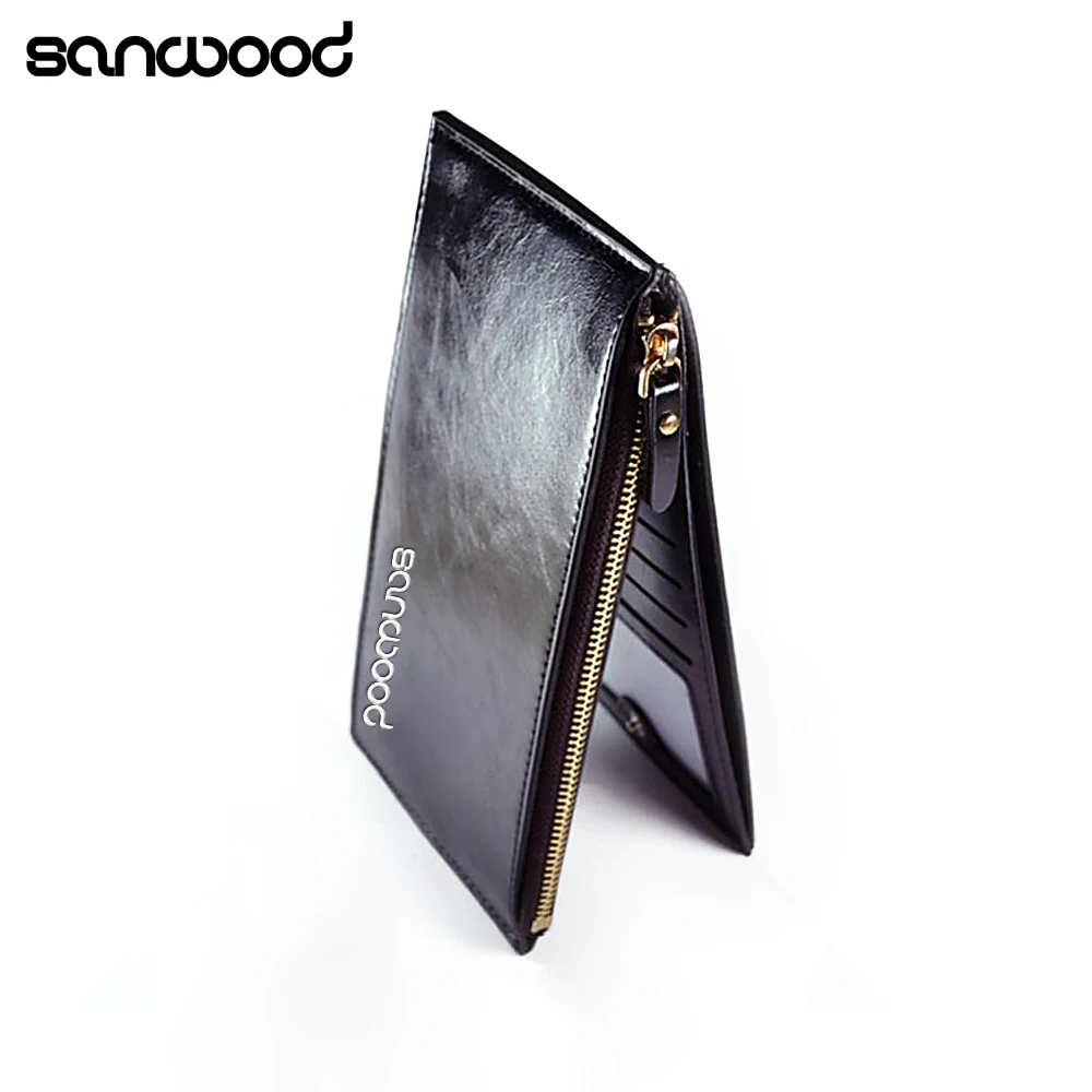 

New Trendy Men Multislot Wallet Vertical Money Clip Zipper Bifold Purse