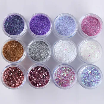 

1 Box Holo Nail Glitter Powder Sequins Gold Silver Pink Purple Laser Shining Paillette Flakies 3D Nail Art Decoration DIY Charms