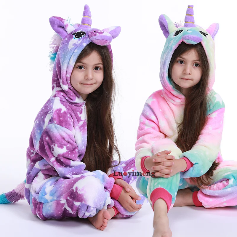 

Boys Girls Kigurumi Unicorn Pajamas Sleepwear Pyjamas Kids Onesies Anime Winter Stitch Pijama Licorne Baby Girls Sleeper Clothes