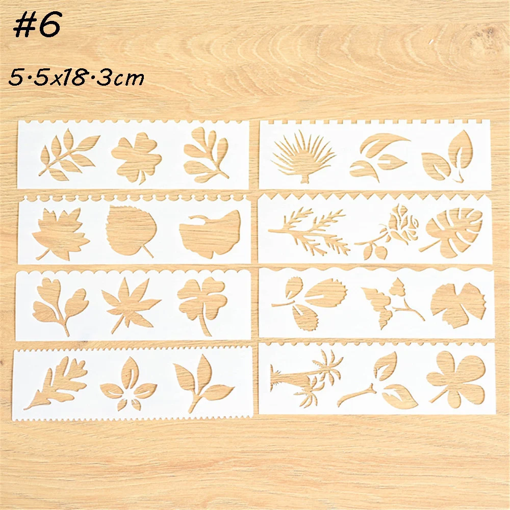 

8pcs/Set Leaves Theme Layering Stencils For Walls Painting Stamp Album DIY Decor Embossing Paper Card Template Stencil