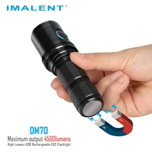 IMALENT DM70 Rechargeable Flashlight OLED Screen Max 4500LM Beam Distance 306 Meter Outdoor Torch with 21700 5000mAh Li Battery