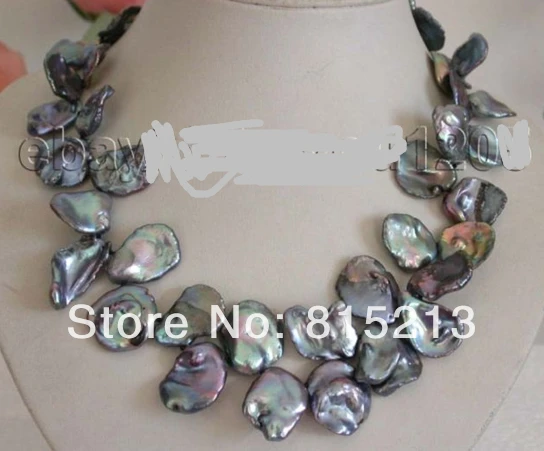 

ddh001071 Genuine Natural Black Reborn Petal Pearl necklace