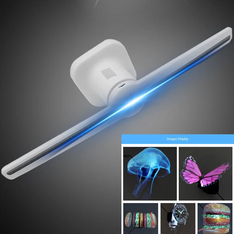 

LumiParty 42CM 224LED 3D Holographic Projector Advisement Player Hologram Advertising Display Fan White