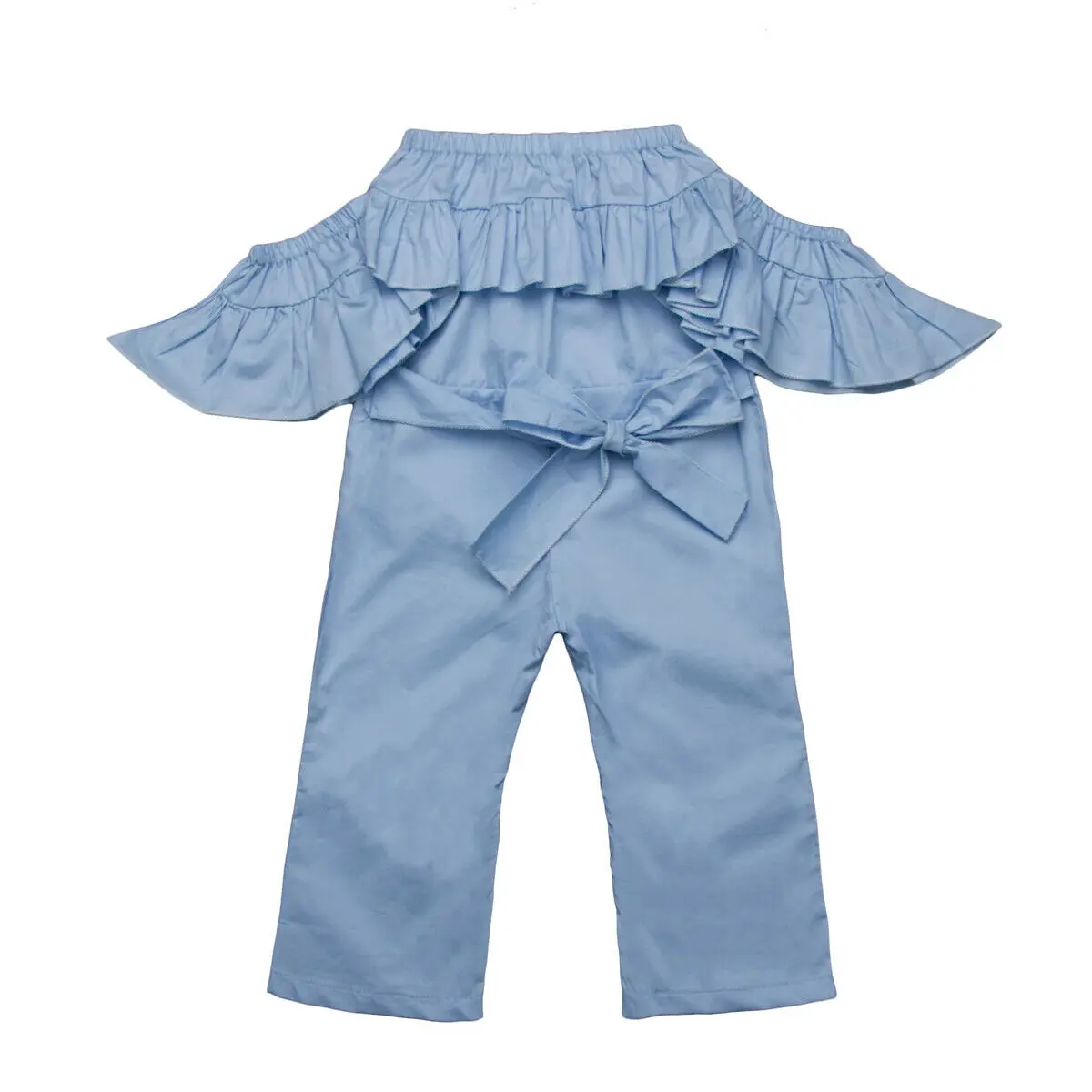 

1-5Years Kids Baby Girls Off-Shoulder Bow Jumpsuit Trousers Outfit Summer Playsuit Clothes