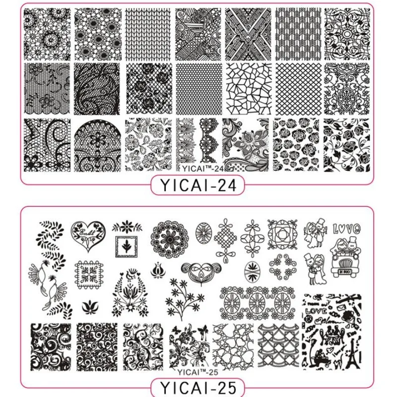 Новинка! 1 шт. шаблон штамповочных плит для ногтей YICAI 01-40 3D цветочные серии изображения пластины для дизайна ногтей маникюрные шаблоны инструменты для маникюра