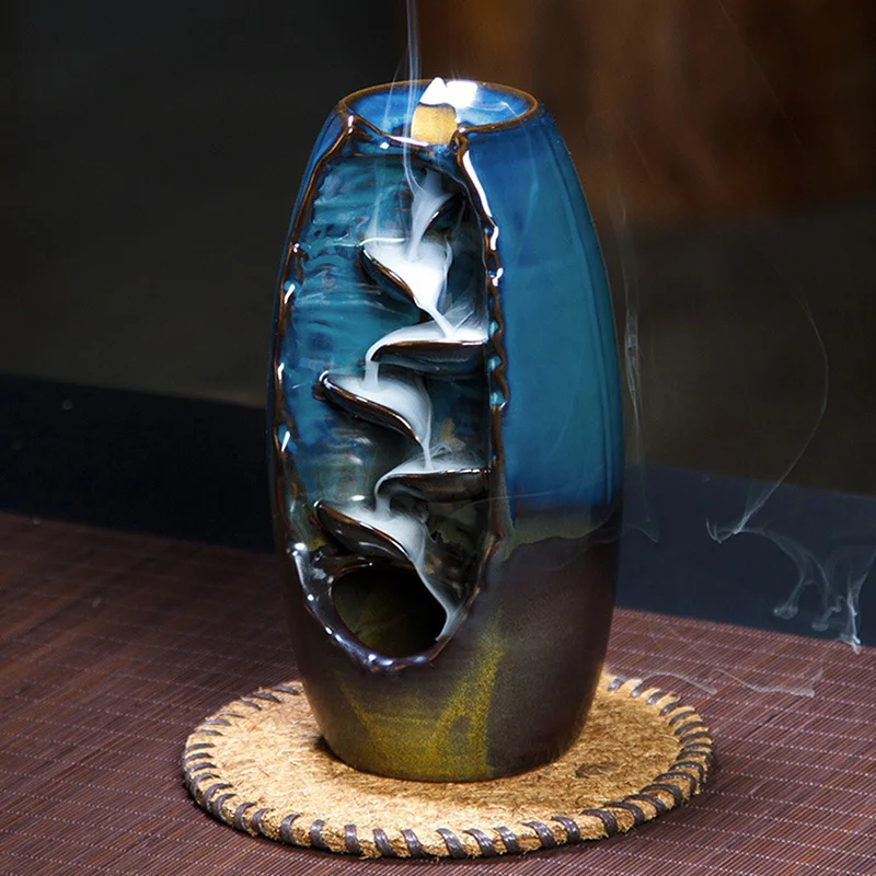Mountain River Handicraft Incense Holder - Ceramic Backflow Waterfall Smoke Incense Burner Censer Holder for Home Decor - Perfect Mother's Day Gift image 2