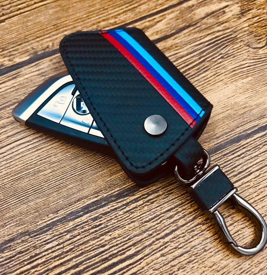 

Car accessories Latest Carbon Fiber Leather Key Case/bag for New BMW e70 e71 e90 f10 f34 f30 x1 2 3 4 5 6 x7 key shell hot-sale