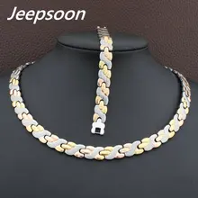 Горячая новейшая мода нержавеющая сталь Металл Серебро и золото цвет ожерелье и браслет ювелирный набор SFKGCOEI