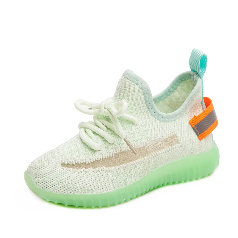 

davidyue mesh kids shoes for girls boys children Fluorescent bottom kids baby sneakers shoes kids running sport luminous shoes