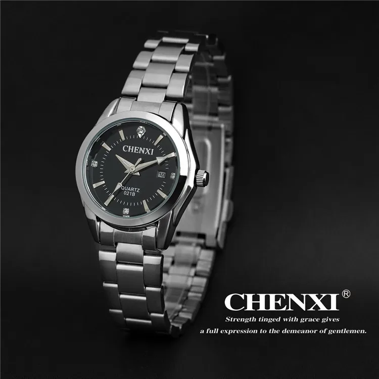 CHENXI серебряные часы из нержавеющей стали наручные часы для женщин и мужчин модное платье кварцевые аналоговые повседневные женские мужские часы