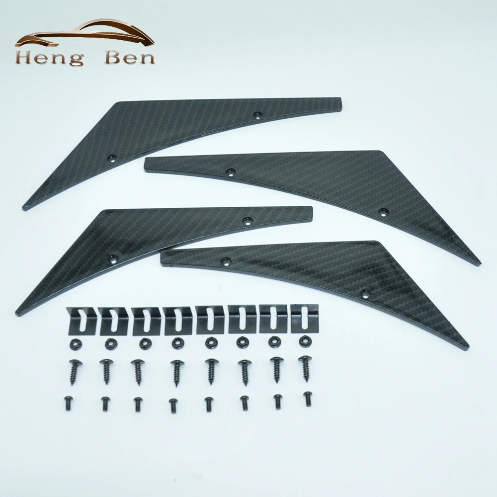 

HB Fit Front Bumper Lip Splitter Fins Body Spoiler Canards Valence Chin Universal Carbon Fiber