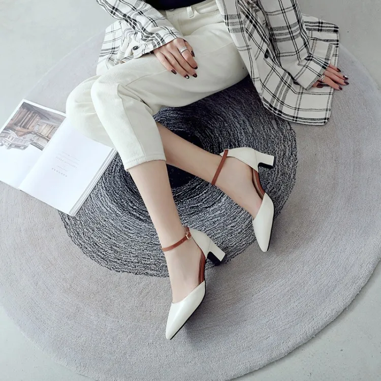 

Big Size 9 10 11 12 13 14 15 16 17 high heels sandals women shoes woman summer ladies Coarse-heeled pointed sandals