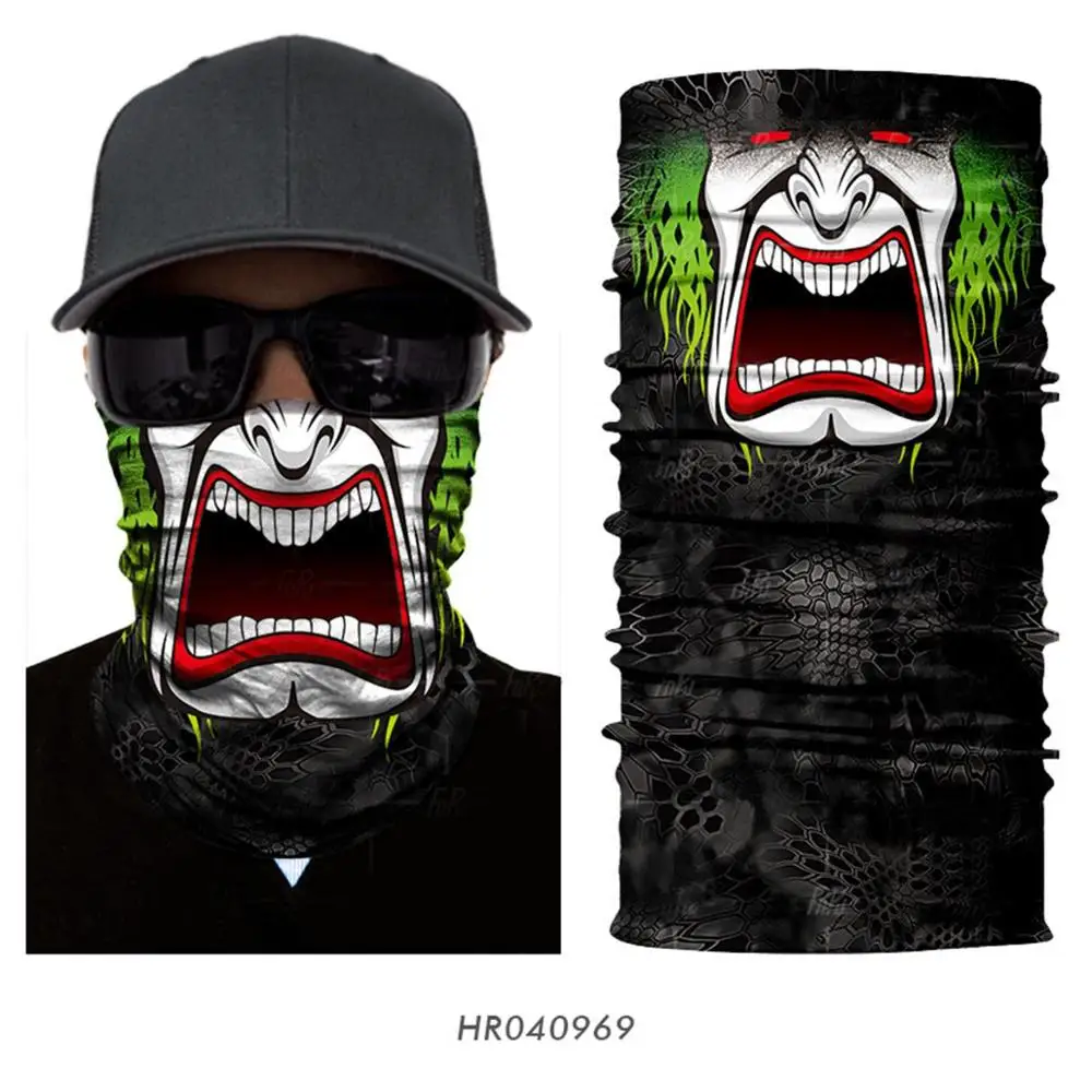 3D бесшовные клоун Джокер Балаклава с рисунком черепа шеи маска шеи гетры платок Военная бандана защитные головные уборы велосипедный шарф - Цвет: HR040969